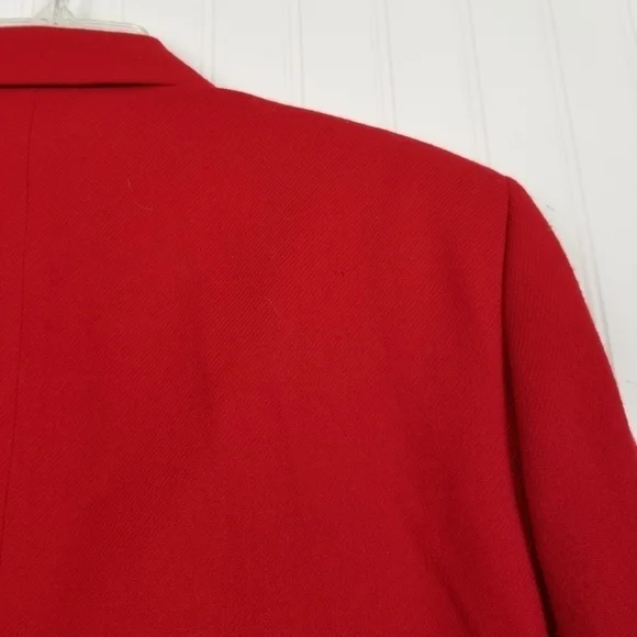 Vintage 80s Pendleton 100% Wool Blazer Red Gold Embossed Buttons Size 8 USA - Picture 13 of 16